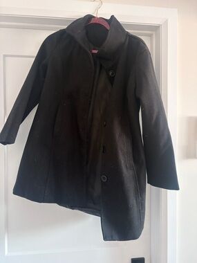 SHEIN Black Double-Breasted Pea Coat